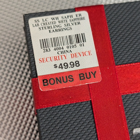 Sterling Silver White Sapphire Stud Earrings - Picture 2 of 2